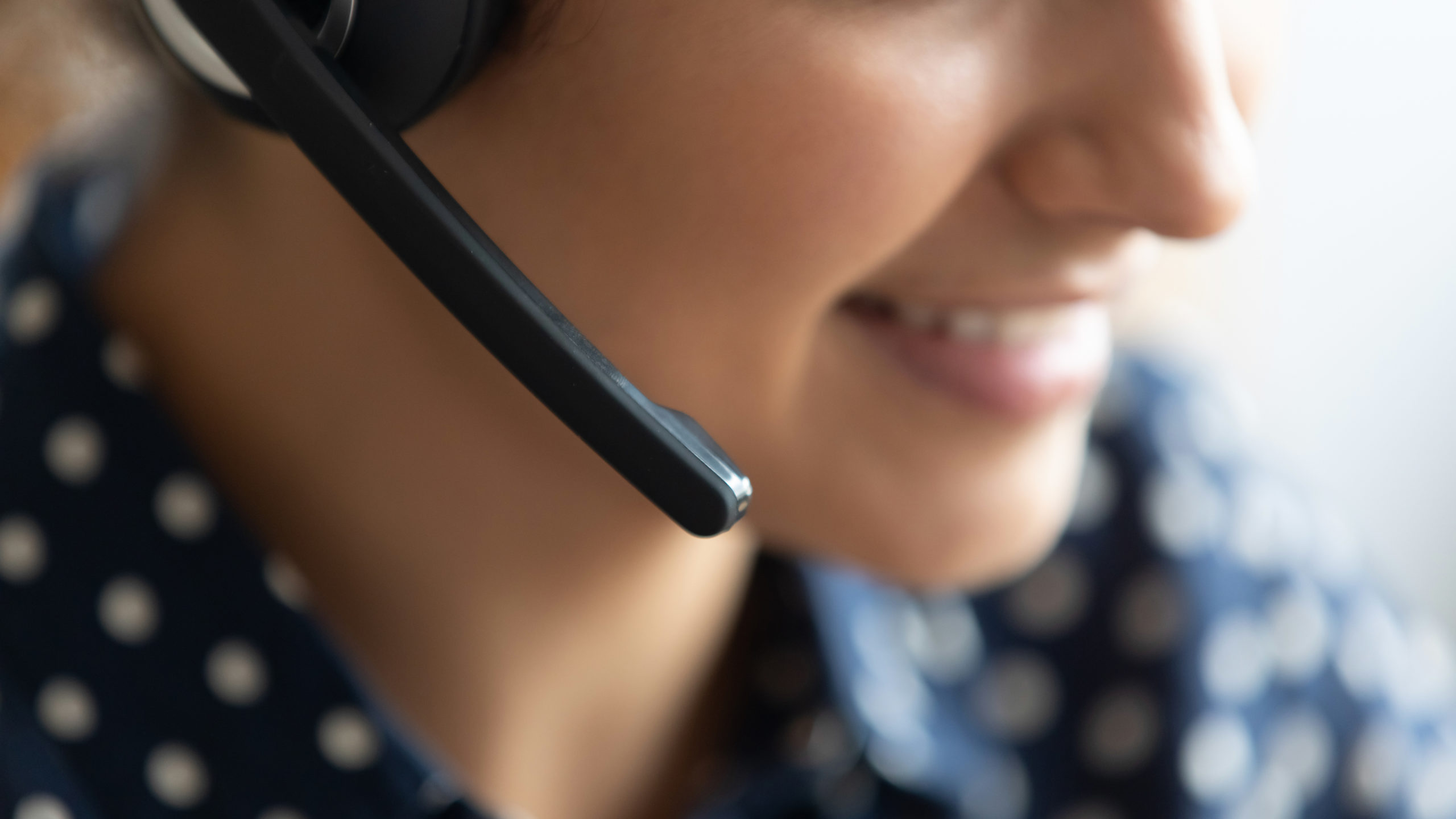 close up of headset microphone