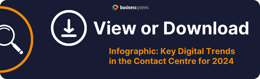 Banner promoting an related infographic entitled: key digital trends in the contact centre for 2024.